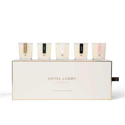 Hotel Lobby Votive Candle Set – 5×2.5oz 100% Soy Wax with Signature, New York, Miami, Aspen, and Blue Skies Scents – Paraffin‑Free, Infused with Essential Oils, Clean Non‑Toxic Burn
