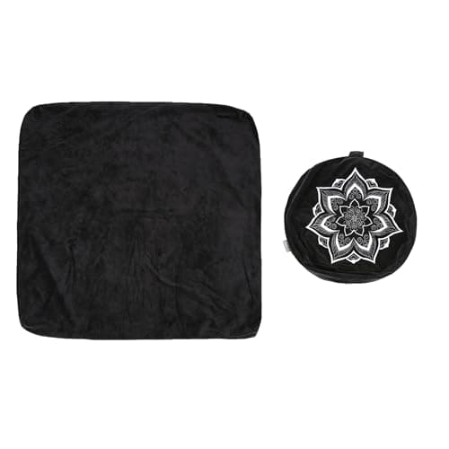 Meditation Zafu Cushion Set with Buckwheat Hulls & Memory Foam - Ergonomic Support for Yoga & Sitting - Removable Machine-Washable Luxury Velvet Cover - for Adults and Kids (Black（COVER ONLY))
