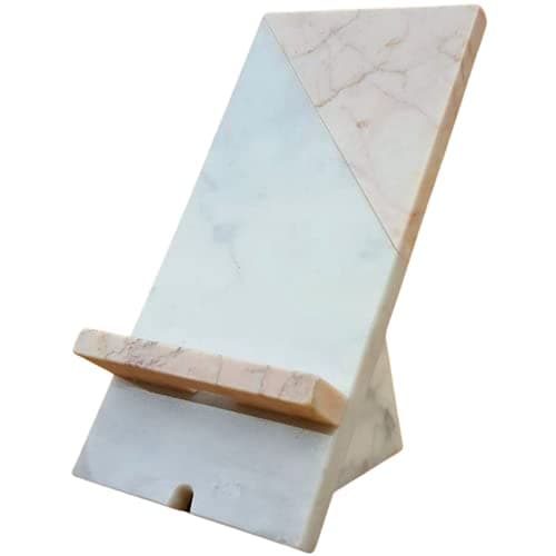 Phone Stand Office Desk Decor Pink Marble Accessories Smartphone Tech Gift for Women