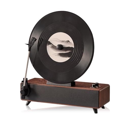 simpnavi Retro Bluetooth Speaker with Simulated Vertical Record Design, Room Decor Aesthetic for Teen Girl Gifts, Home Decor, Office Desk Accessories (Walnut)