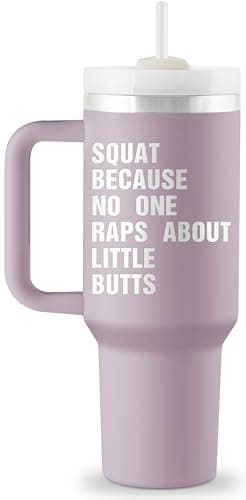 Motivational Fitness Gift for Gym Enthusiast - Workout Gifts for Women - Cool Gifts for Gym Rats - Crossfit Exercise Sports Lover Gift - 40oz Travel Cup Insulated Tumbler with Handle & Straw