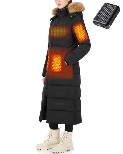 Women Heated Jacket Battery Pack Included Electric Winter Puffer Coat Hood Travel Essential Must Have Stuff Accessories Christmas Cool Luxury Top Useful Gift Elderly Lady Down Insulated Long Parkas