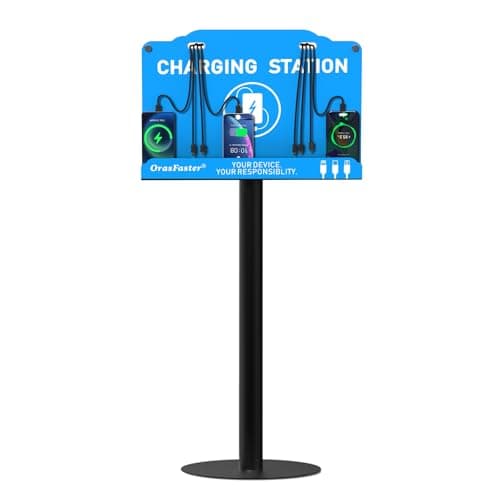 Orasfaster Floor Standing Cell Phone Charging Station Multi-Device Station with 8 Charger Ports Compatible with Smartphones Tablets Application for Schools, Office, Shopping Malls