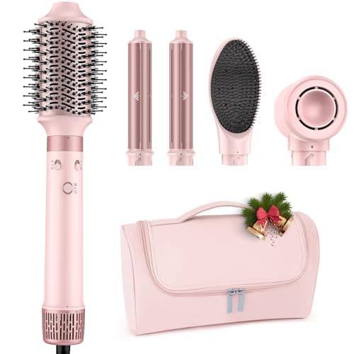 Dual Voltage Hot Air Styler Wrap - 5 in 1 Hair Dryer Brush with Fast Drying Blow Dryer, Styling, Straightening & Volumizing with Travel Bag (100V–240V) Gift for Women
