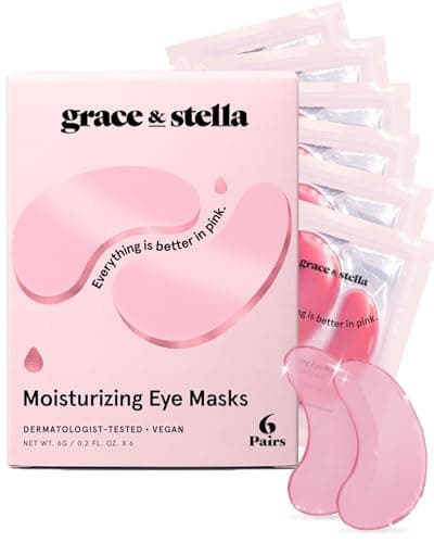 grace & stella Award Winning Under Eye Mask - Reduce Dark Circles, Puffy Eyes, Undereye Bags, Wrinkles - Gel Under Eye Patches - Gifts for Women Under 10 Dollars - Vegan Cruelty-Free (Pink, 6 Pairs)