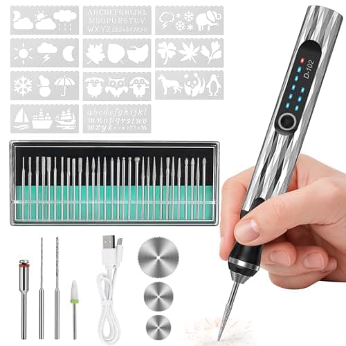 Upgraded Electric Engraving Pen with 37 Bits & 3-Speed Adjust,USB Rechargeable,Rotary Tool for 50+ Surfaces - Professional & Beginner Friendly, Portable for DIY Crafts,Personalization & Gifts