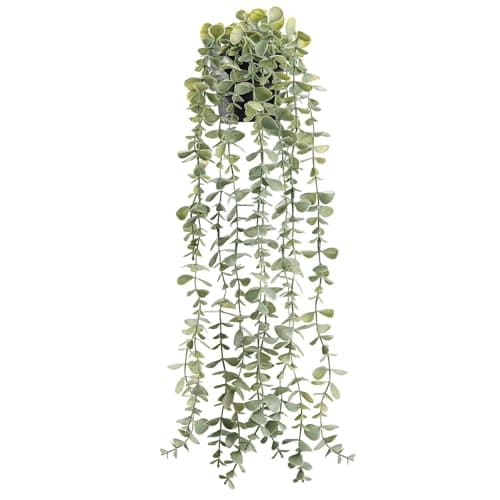 Der Rose 1Pcs Fake Plants Hanging Artificial Potted Faux Eucalyptus Plants for Modern Boho Farmhouse Bathroom Office Desk Wall Book Shelf Living Room Aesthetic Decor Indoor