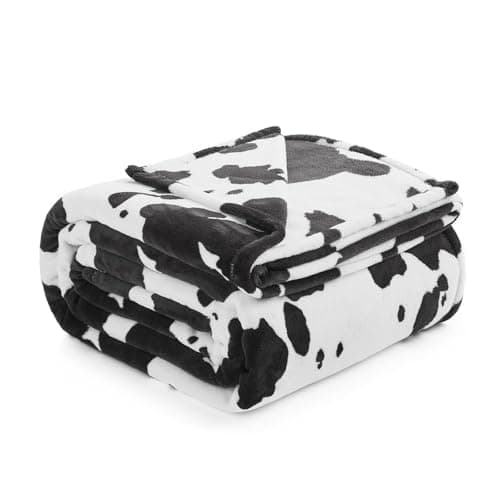 Cozy Bliss Cow Print Throw Blanket for Bed - Fuzzy Thick Soft Warm Fleece Blankets for Couch & Bed, for Women Men Girls Kids, Black & White Large King Size 120"*100"