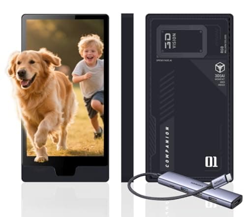 3D Spatial Display Black Digital Picture Frame - 5.7'' Photo Album for Home Decor & Office Tech Gadgets, Portable Monitor for Laptop/PC, DIY 2D to 3D Anime Gaming Art & Sports Stars (C1 with Dock)