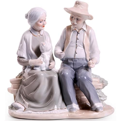 MTME ṀṬḾÈ Porcelain Figurines, Having a Conversation on a Bench, Memorabilia, Anniverary Gift, Statue Home Décor.