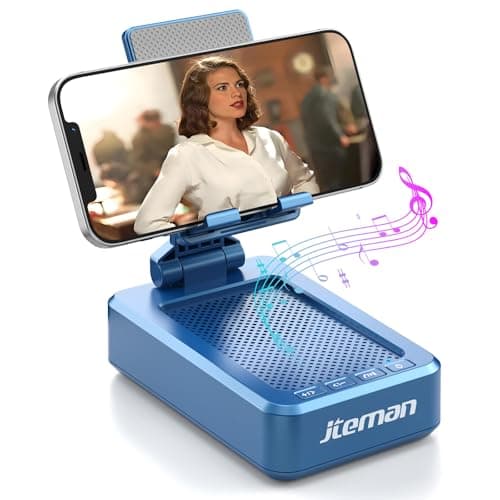 JTEMAN Phone Stand with Wireless Bluetooth Speaker, HD Surround Sound Bluetooth Speaker for Desk Perfect for Home Kitchen Gadgets Gifts,Compatible with iPhone/ipad/Samsung Galaxy(Blue)