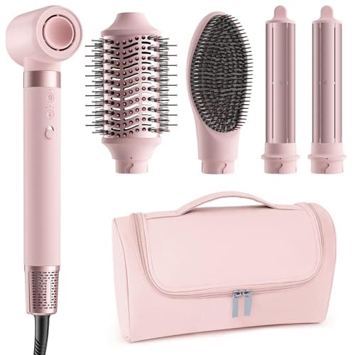 MESCOMB 5 in 1 Hot Air Styler Wrap – High-Speed Hair Dryer Brush with Auto Wrap Curlers, Fast Drying & Frizz-Free Styling, No Heat Damage, Volumizing Brush with Travel Bag Gift for Women