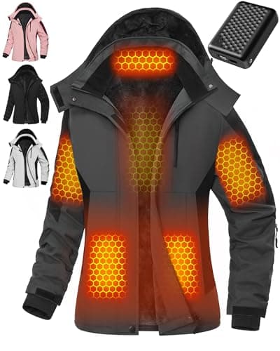 Women Heated Jacket Battery Pack Included Waterproof Ski Snow Snowboard Coat Horse Riding Gear Hiking Essentials Backpack Accessories Pants Socks Gloves Gift Cool Car Rv Equipment Road Trip Stuff