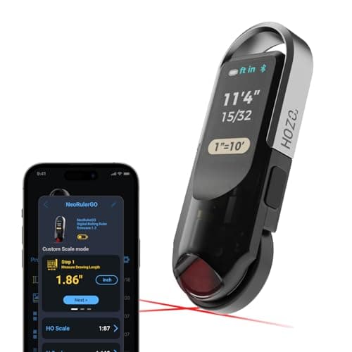 HOZO NeoRulerGO Digital Tape Measure with Laser, Smart Rechargeable Measuring Tool for Flat, Curved, Odd Shapes | Bluetooth App | Pocket Size | Cool Gadgets for Dad, Men, Husband