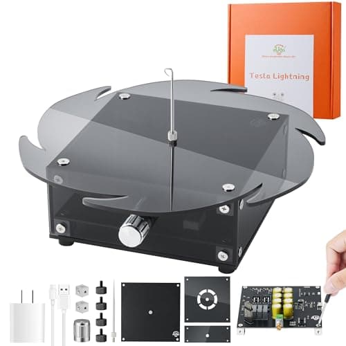 STEM Science Building Kit for Kids–Electronic Tesla Lightning Kit–Easy DIY Science Gadgets & Crafts–Unique Educational Gift Toys for Fun and Learning(Assembly Version) (Fire Wheel-Transparent Grey)