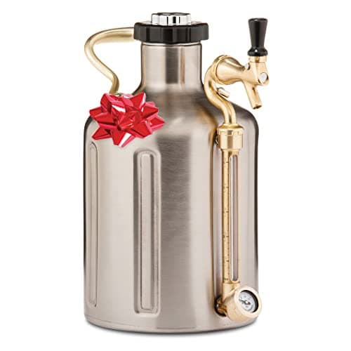 GrowlerWerks uKeg Carbonated Growler-Great Gift for Beer Lovers, 128 oz, Stainless Steel