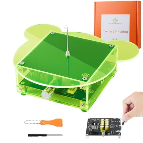 STEM Science Building Kit for Kids–Electronic Tesla Lightning Kit–Easy DIY Science Gadgets & Crafts–Unique Educational Gift Toys for Fun and Learning(Assembly Version) (Bear-Fluorescent Green)
