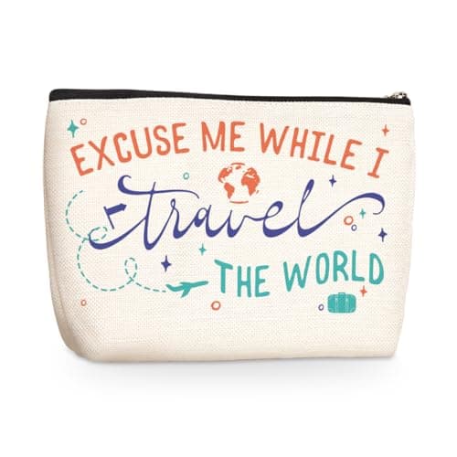 jealance Funny Travel Gifts for Women Makeup Bag Travel Essentials Cosmetic Bags Toiletry Bag Flight Vacation Gifts for Sister Mom Travelers Girls Trip Birthday Mothers Day Anniversary