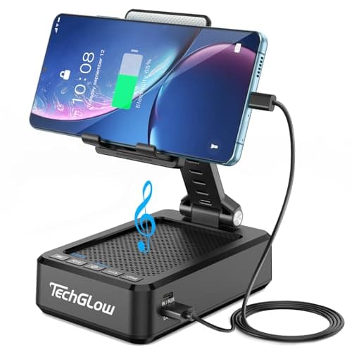 TechGlow Foldable Cellphone Stand with Bluetooth Speaker and Power Bank Birthday Gifts for Men Women Mother Father Boy Girl Teens Cool Tech Gadgets