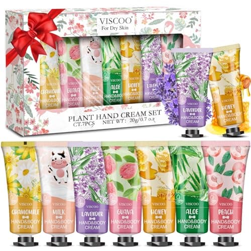 VISCOO 7 Pack Hand Cream Gifts Set for Women,Stocking Stuffers for Women,Teengirls,Christmas Gifts Bulk Gifts,Small Gifts,Mini Moisturizing Hand Lotion Travel Size in Bulk for Dry Cracked Hands