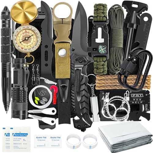 Survival Kits 37 in 1, Gifts for Men Dad Husband Christmas Valentine's Day, Emergency Survival Gear and Equipment, Camping Hiking Outdoor Adventure Cool Gadgets