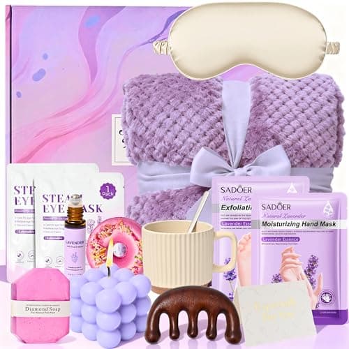 Self Care Gifts for Women,15pcs Luxury Get Well Gifts for Women,After Surgery Recovery Baskets for Teen/Girl/Mom,Lavender Spa Care Feel Better Encouragement Package (Lavender Self-Care)