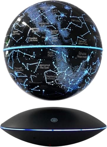 6 Inch Magnetic Levitating Globe with Dynamic LED Light, Auto-Rotating Floating Constellation Ball, Cool Tech Gadget Gift for Men Women Kids, Educational Home Office Desk Decor