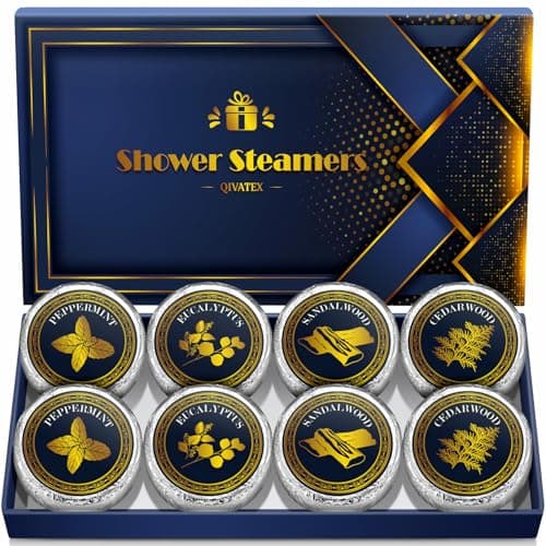 Qivatex Shower Steamers Aromatherapy, Birthday Gifts for Men, SPA Self Care Relaxation Stress Relief Natural Essential Oils Bath Bombs, Christmas Stocking Stuffers for Dad Husband Boyfriend (8 Pack)
