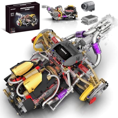 V8 Engine Building Block Sets, V8 Engine Model Kit That Runs, Build Your Own Engine Model Toy with Spray & Light,STEM Engineering Building Blocks for Adults/Boys 8-14(1394PCS)