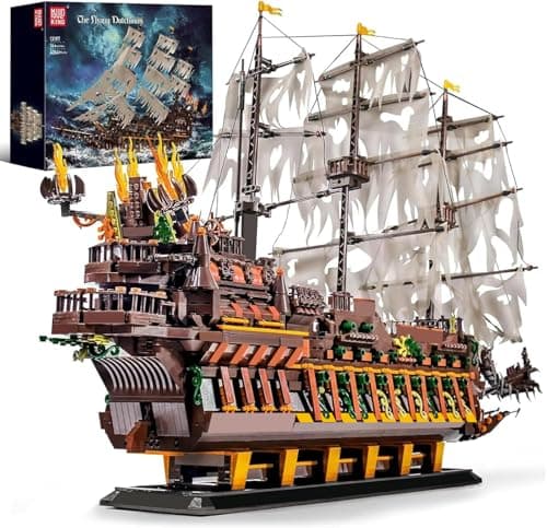 Mould King Large Pirates Ship Model Building Blocks Kits, MOC Dutchman Building Block Pirate Ship Construction Set to Build, Toys Gift for Age 14+/Adult Collections Enthusiasts (4364+Pieces)