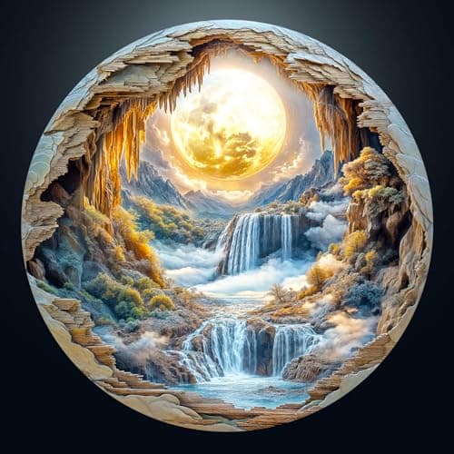Masseruon 1000 Piece Puzzle for Adults, 26.6 * 26.6in Moonlit River Puzzle for Adults, 1000 Pieces Flat Puzzles with 3D Visual Effect When Completed, Puzzles Gift for Women Men