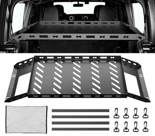 Ehaho Rear Trunk Cargo Rack Basket Tray，Compatible with Jeep Wrangler JK JL 4-Door Hardtops for 2007-2025, Sturdy Aluminum Alloy Shelf for Camping Trip Gear（380LBS）