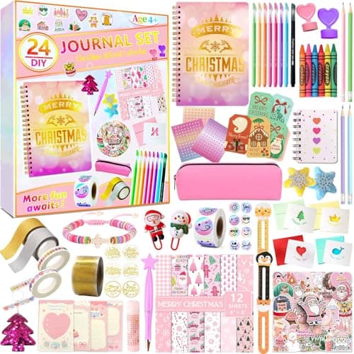 Advent Calendar 2025 for Girls - 24 Day Christmas DIY Journal Kit for Tween & Teen Girls, Stationery Set, Scrapbook & Diary Supplies Set, Journaling Art Crafts Kit, Creative Christmas Gifts for 6-14 Year Old Girl