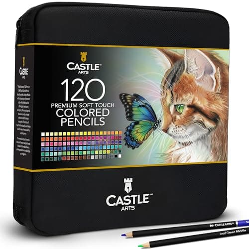 Castle Art Supplies 120 Colored Pencils with Zipper | Quality Soft Coloured Leads for Adult Artists, Professionals and Colorists | In Zipper Pouch
