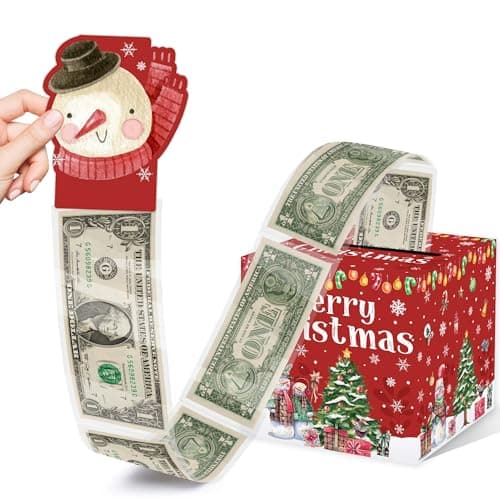 Christmas Party Surprise Gifts, Christmas Money Box for Cash Pull, Xmas Money Pull Box with Snowman Card and Transparent Bags, Xmas Cash Pull Boxes, Cash Pull Box for Kids Adults