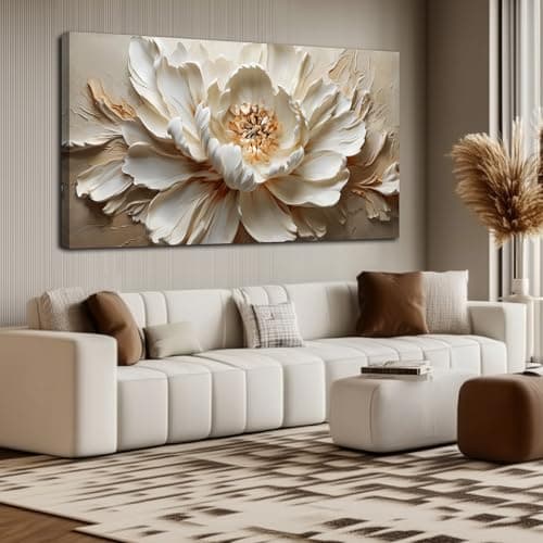 TYTAUPT Flower Pictures Wall Decor for Living Room White and Brown Canvas Wall Art Decor Large Bedroom Decor for Teen Girls 29 x 58 Inch