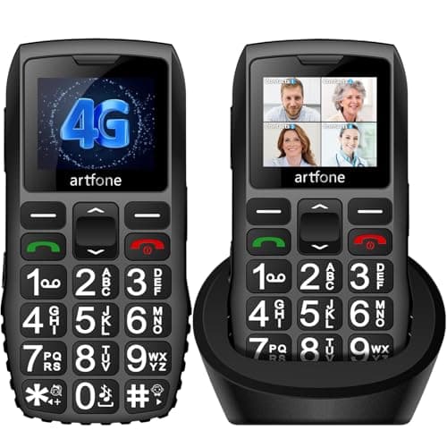 artfone C1+4G Black - Large Buttons Cell Phone for Seniors丨Dumb Phone with SOS Button丨Charging Station丨1800mAh丨Talking Clock丨Speed Dial丨Hands-free丨Large Font丨Unlocked Phone丨Keypad Mobile丨Loud Speaker
