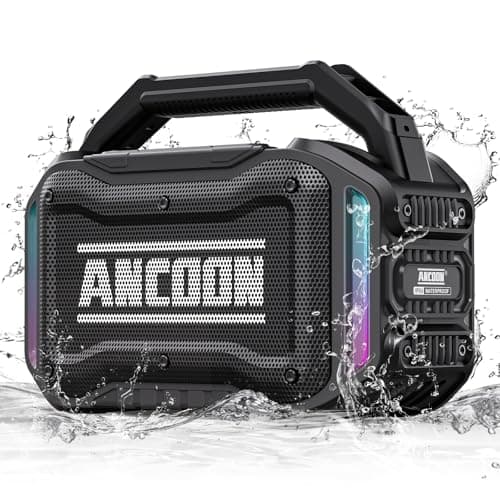 ANCOON Speakers Bluetooth Wireless: 80W(Peak) Loud Speaker with Bass, 20H Playtime, IPX6 Waterproof, Large Jobsite Speakers for Work, Outdoor, Workshop, Garage, Portable Speaker with TWS (Black)