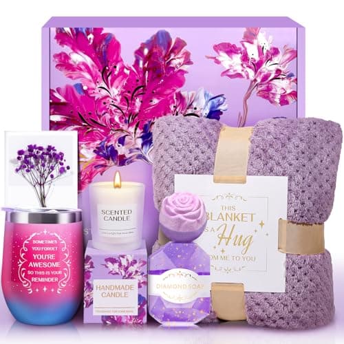 Christmas Gifts for Women, Womens Christmas Gifts, Get Well Soon Gift with Luxury Flannel Blanket, Self Care Retirement Gifts Relaxing Spa Basket Set for Grandma, Mom, Sister, Wife, Girlfriend, Her