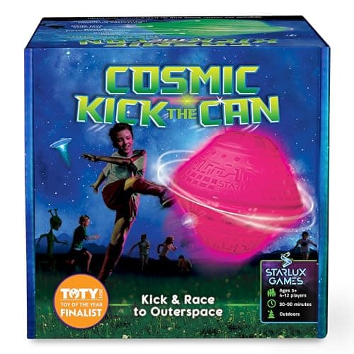 Starlux Games Cosmic Kick The Can: Outdoor Play with a Galactic Twist | Ages 5+, 4-12 Players| Glow in The Dark Toys for Kids 8-12 | Outside Games for Families | Light up Sports | Gifts for Boys