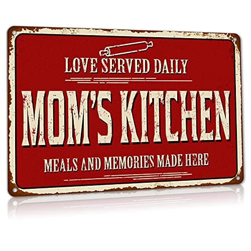 ALREAR Rustic Kitchen Wall Decor Old Country Aluminum Metal Sign, 12 x 8 inches Home Dining Room Decor - Mom's Kitchen