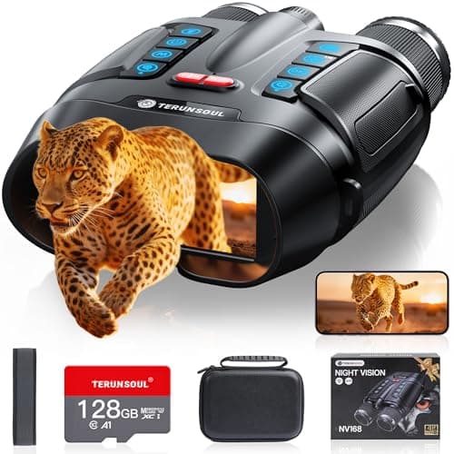 Night Vision Goggles - Smart APP 4K Night Vision Binoculars, 10000mAh Battery, 128GB Card Included, 3'' UHD Screen & 8X Zoom Binoculars, 2000FT Range Goggles for Camping, Hunting, Security (Black)