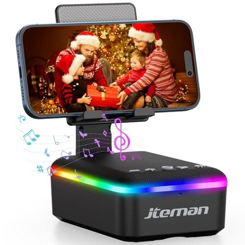 JTEMAN Gifts for Men Women,Cell Phone Stand with Bluetooth Speaker,LED Light,and Lanyard,Cool Tech Gadgets,Unique Birthday Gifts for Men Husband Mom Dad