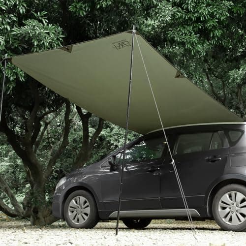 FEIWOOD GEAR Portable Car Awning for SUV, Vehicle Awning for Camping Van Truck, Needn't Roof Rack Hardwares Waterproof UV50+ 10 x 5.6 ft