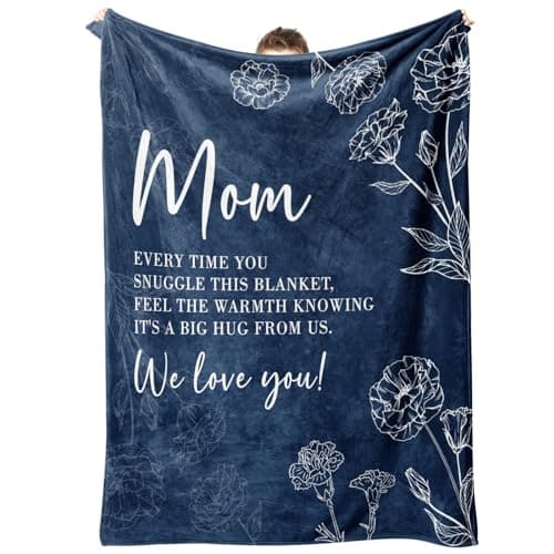 Gifts for Mom Christmas, Mom Birthday Gifts Blanket, Moms Gift for Women from Daughter Son, We Love You Present for Mother Mommy Mothers Day 60" x 50", Blue