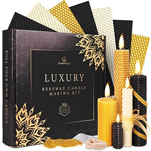 Beeswax Candle Making Kit - Crafts for Adults Women Luxury Candles Gifts for Women DIY Kits for Adult Arts and Crafts Modern Art Supplies Craft Set Black & Gold Home Decor