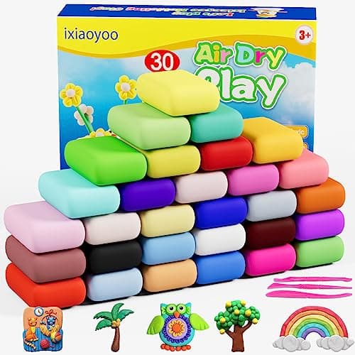 Ixiaoyoo Air Dry Clay, 30 Colors Modelling Clay for Kids, Modeling Toys with Sculpting Tools, Soft & Non-Sticky, Home Party Favors, Birthday & Christmas Gifts for Age 3-12 Years Old Boys Girls Kids