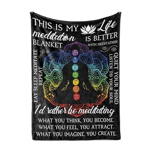 Huglanket Meditation Gifts, Zen Yoga Gifts, Meditating Throw Blanket for All Seasons, 7 Chakra