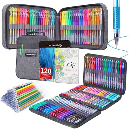 240 Pack Set 120 Colored Gel Pen with 120 Refills, Fine Tip Glitter Gel pens for Kids Adults Coloring Books Drawing Crafts Scrapbooks Bullet Journaling